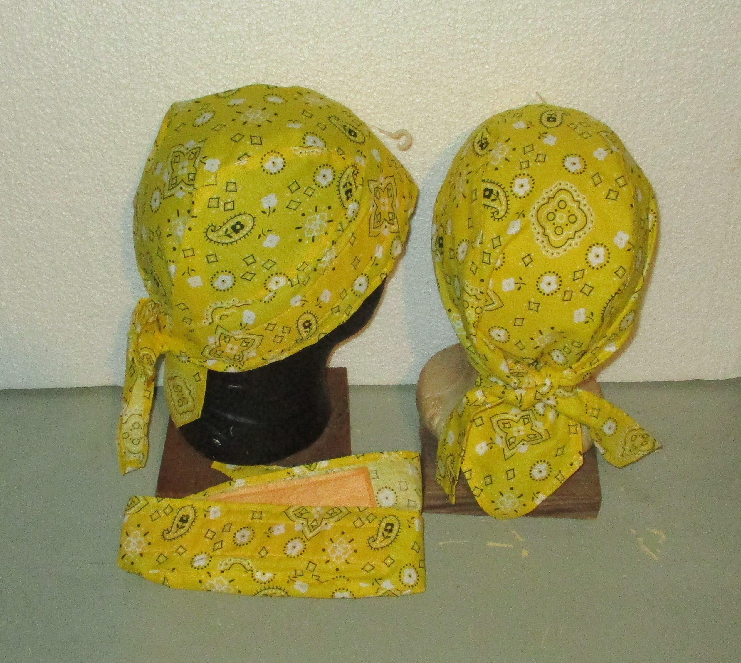 Do-Rag Bandanna with Sweatband Yellow Paisley