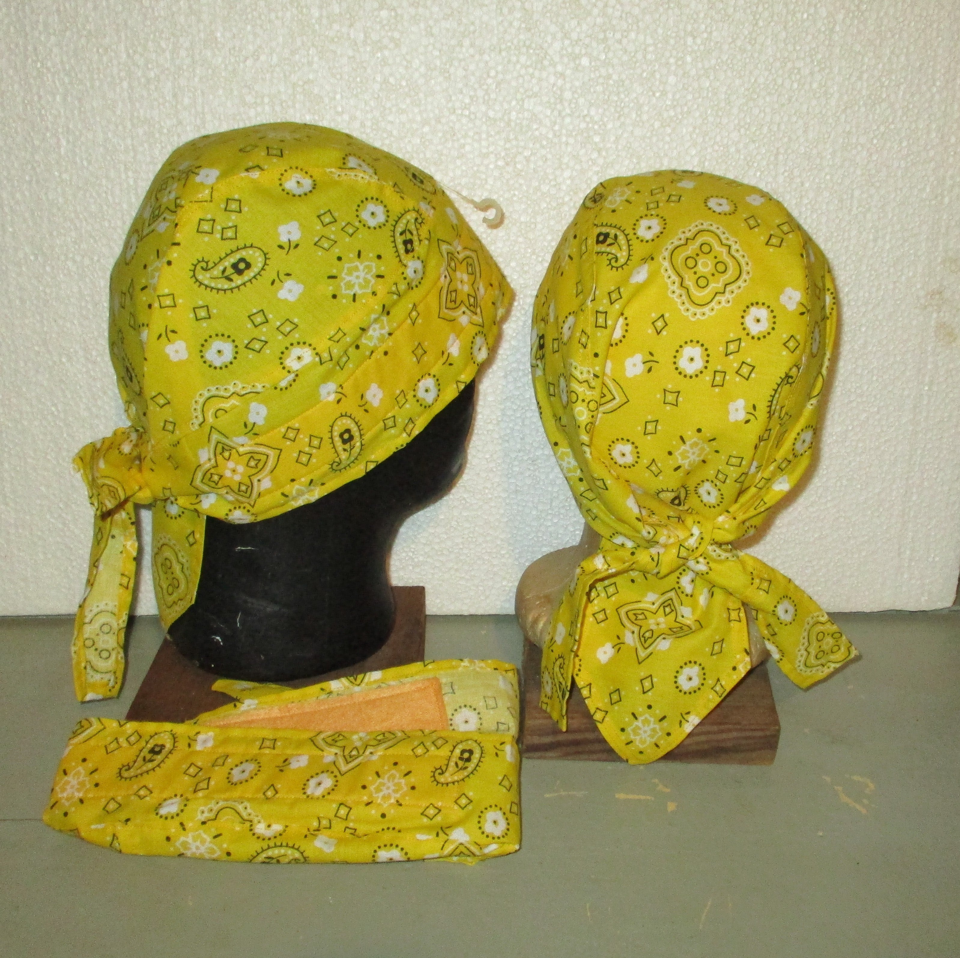 Do-Rag Bandanna with Sweatband Yellow Paisley