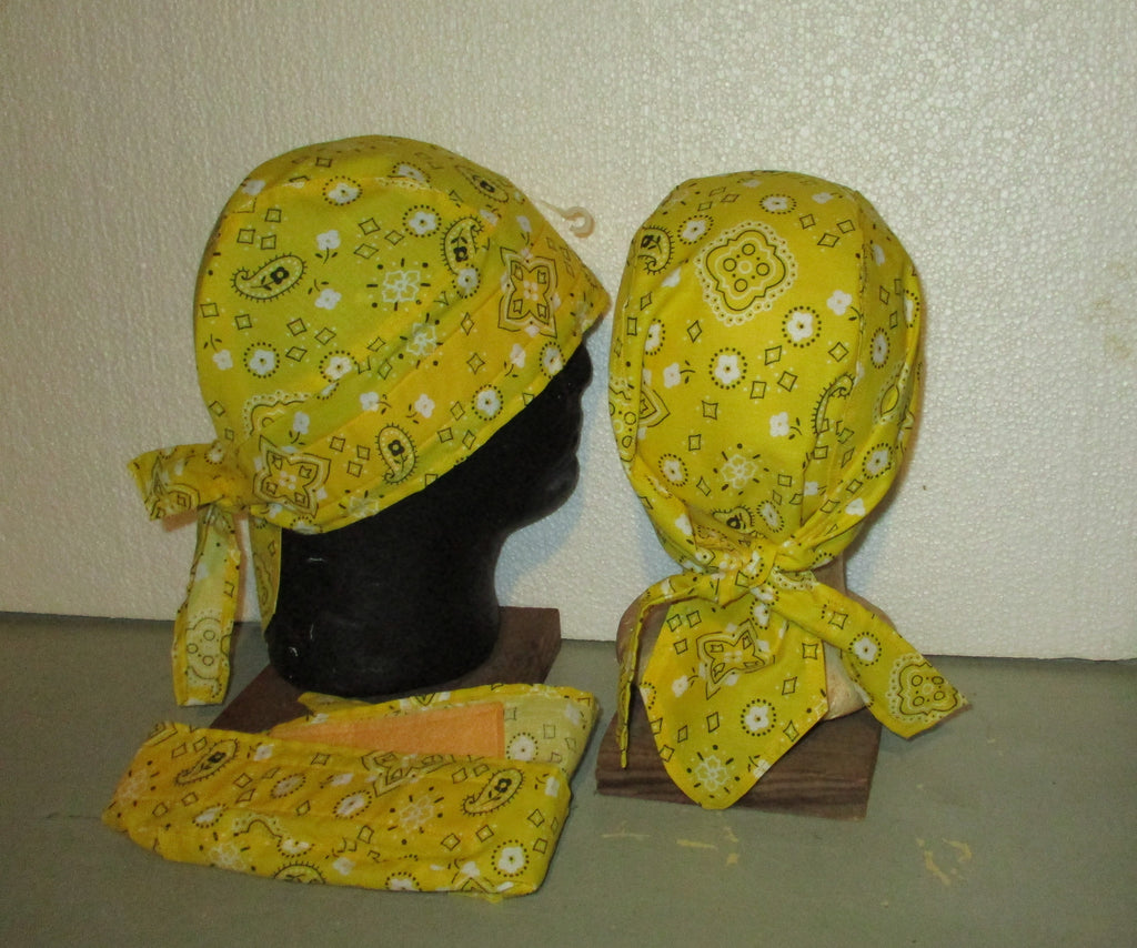 Do-Rag Bandanna with Sweatband Yellow Paisley