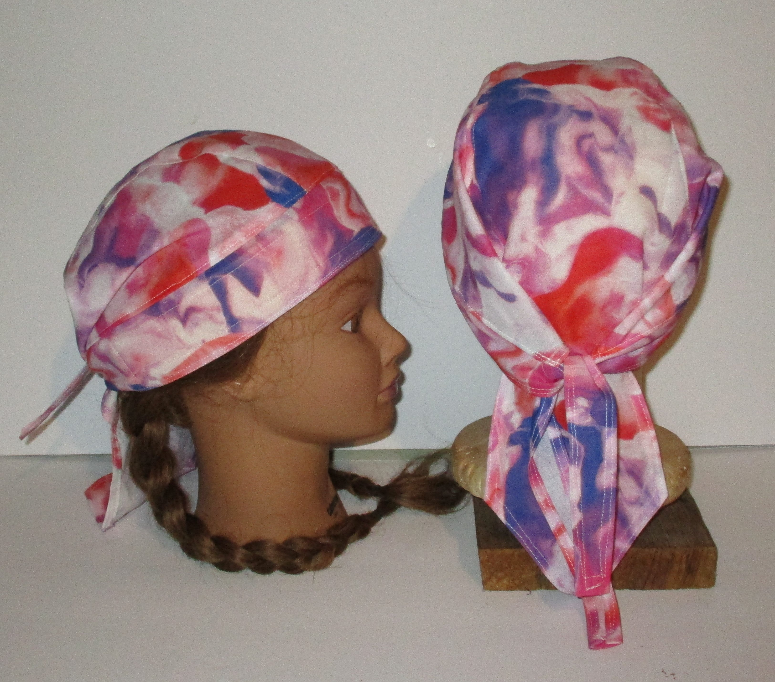Do-Rag Bandanna with Sweatband Watercolor Pink Purple Orange