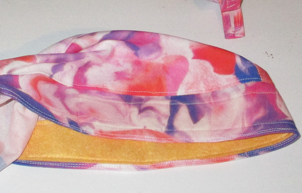 Do-Rag Bandanna with Sweatband Watercolor Pink Purple Orange