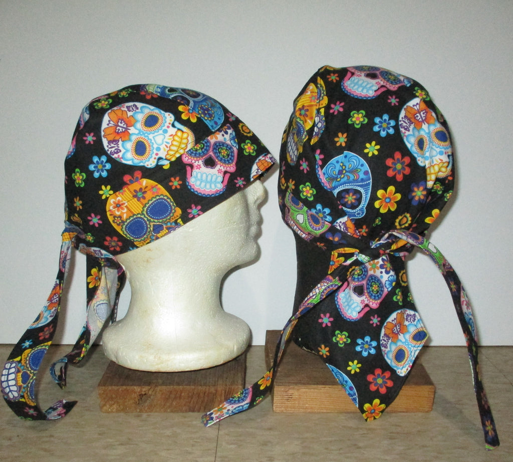Do-Rag Bandanna with Sweatband Sugar Skulls
