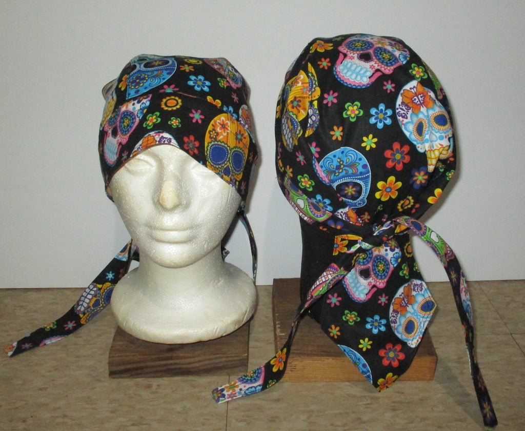 Do-Rag Bandanna with Sweatband Sugar Skulls