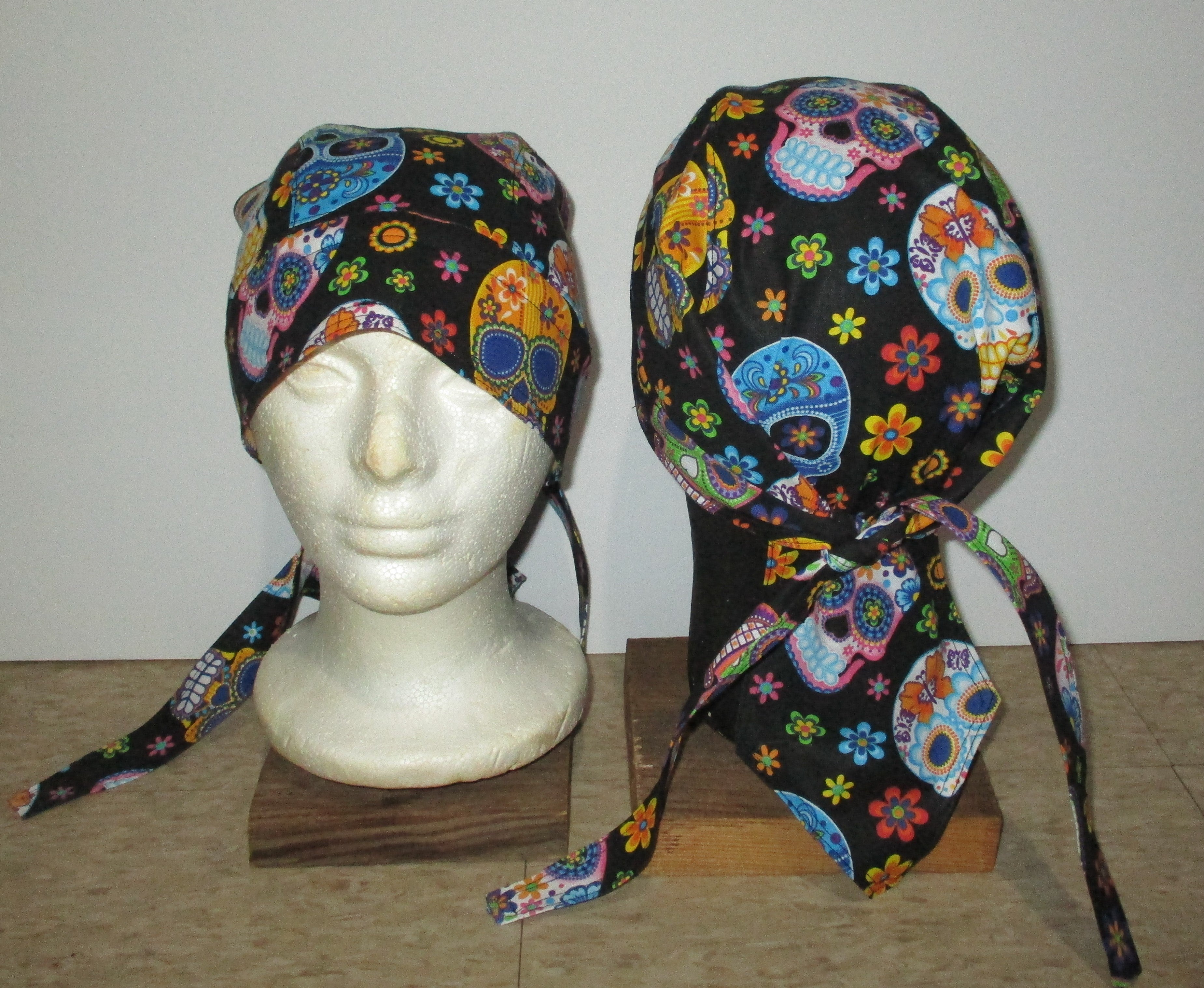 Do-Rag Bandanna with Sweatband Sugar Skulls