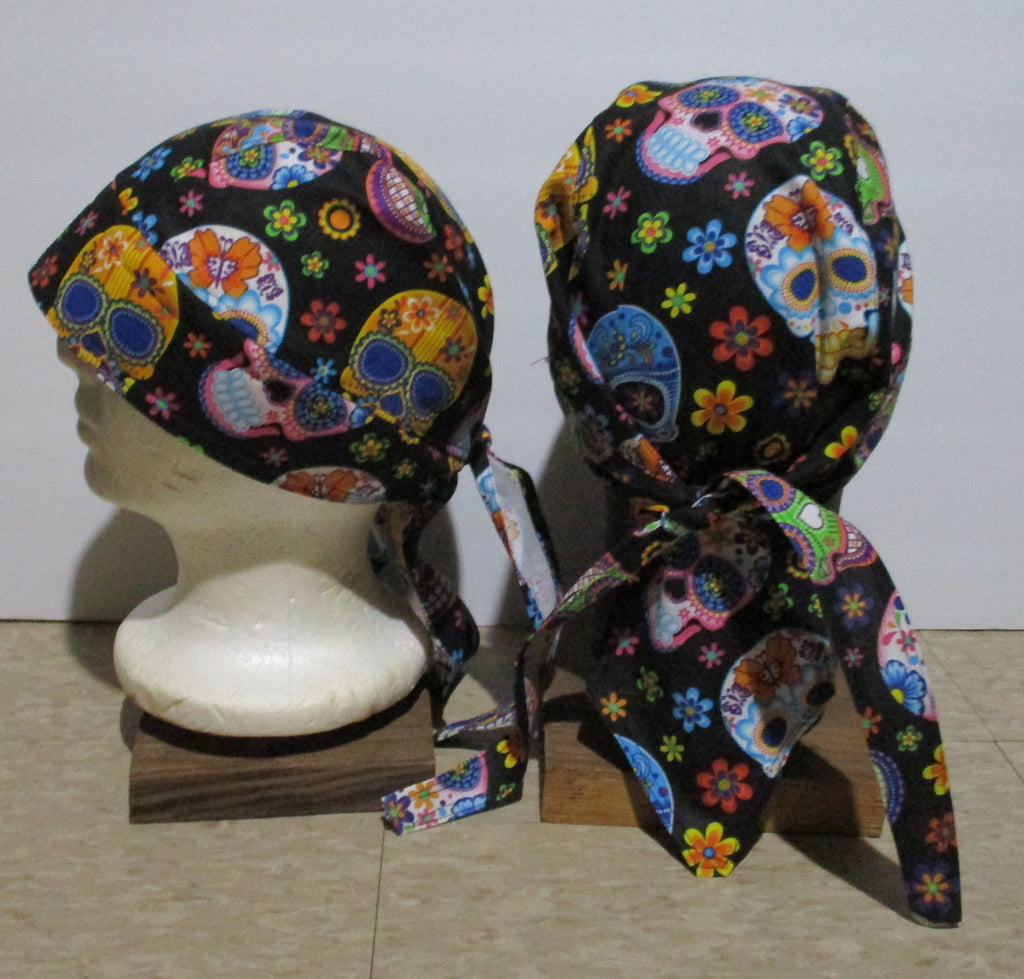 Do-Rag Bandanna with Sweatband Sugar Skulls