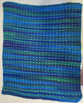 Hand Crocheted One-of-a-kind Blanket Afghan 42x52 Green Blue Ocean