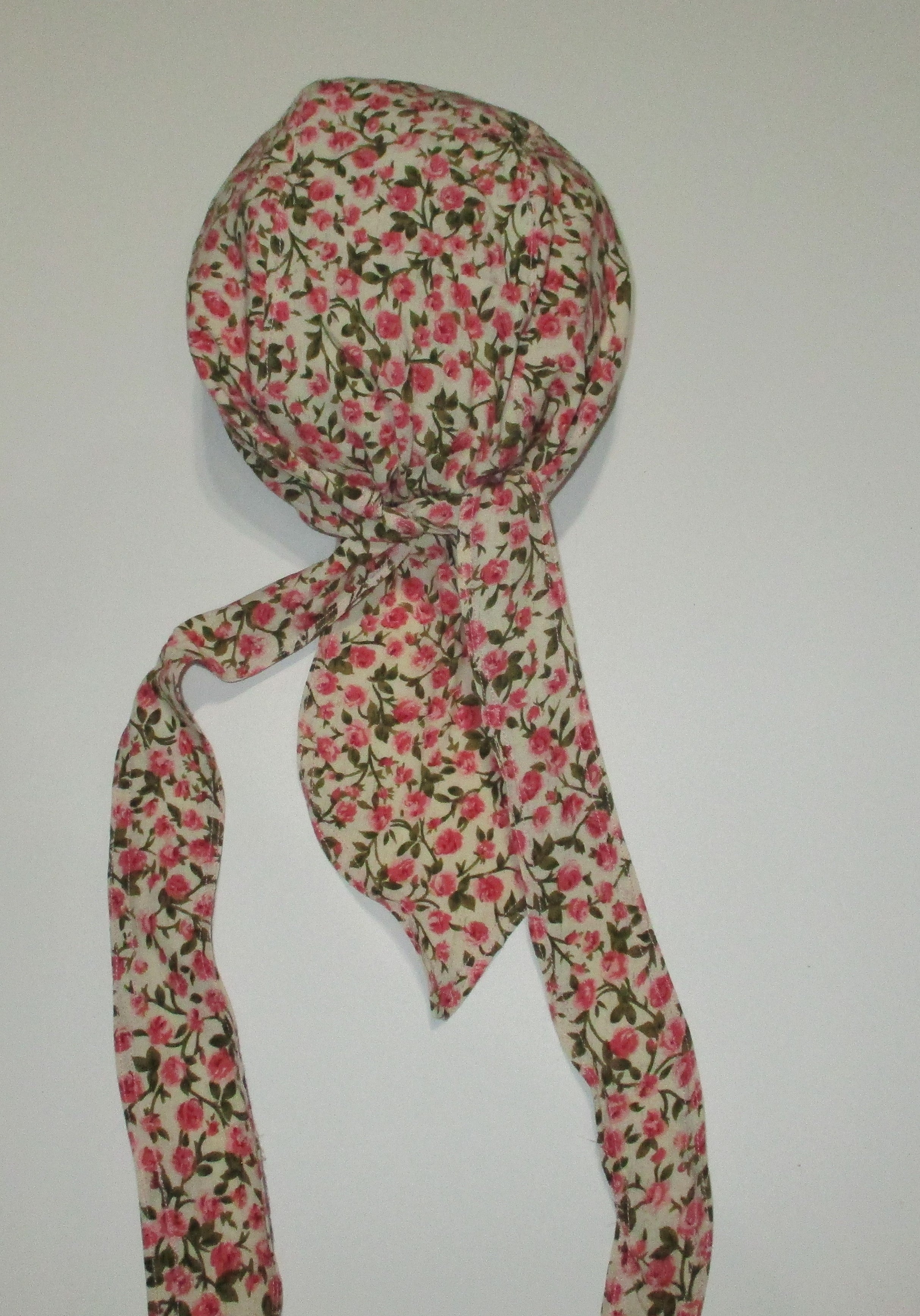 Do-Rag Bandanna with Sweatband Vintage Floral Fabric
