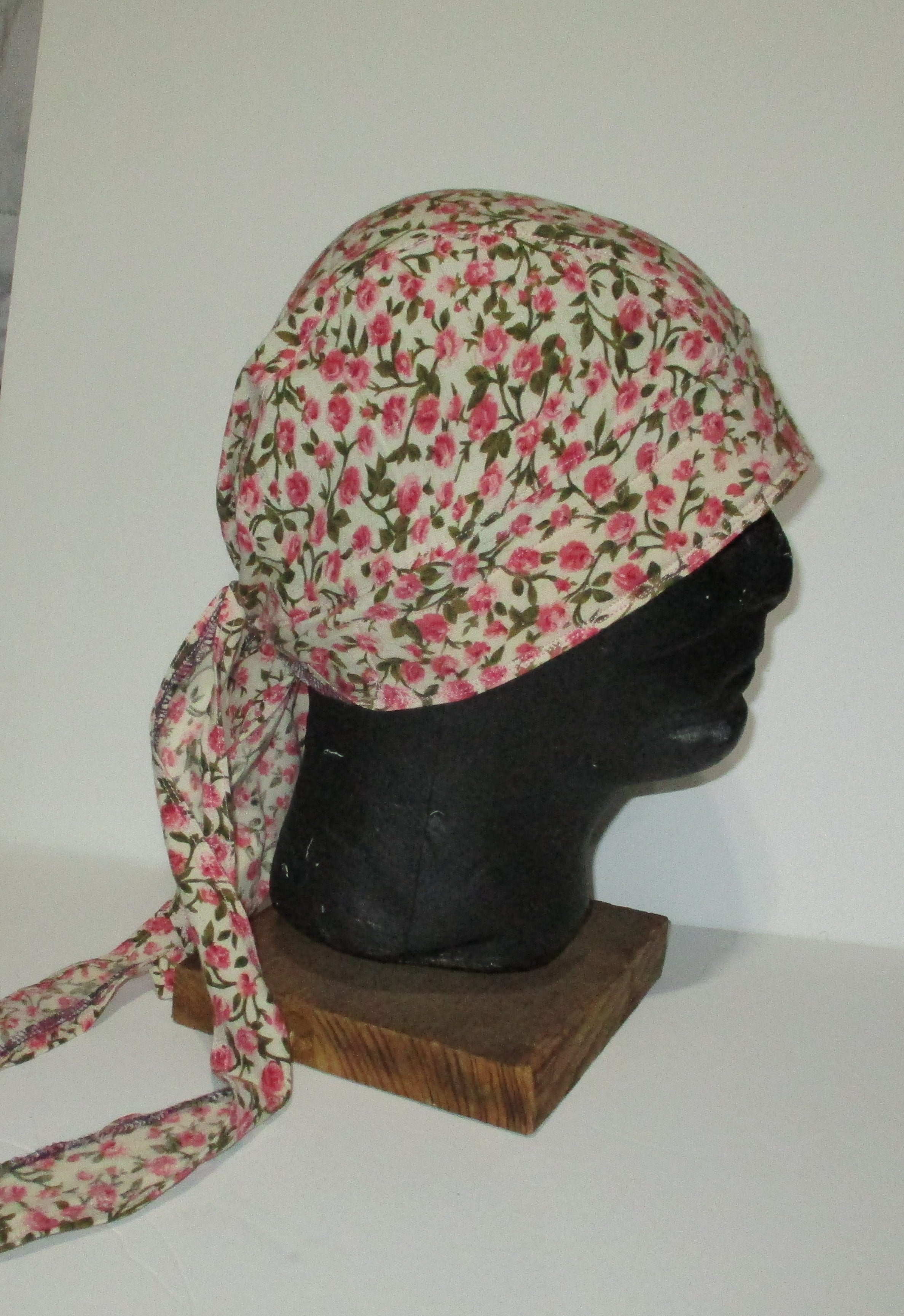 Do-Rag Bandanna with Sweatband Vintage Floral Fabric