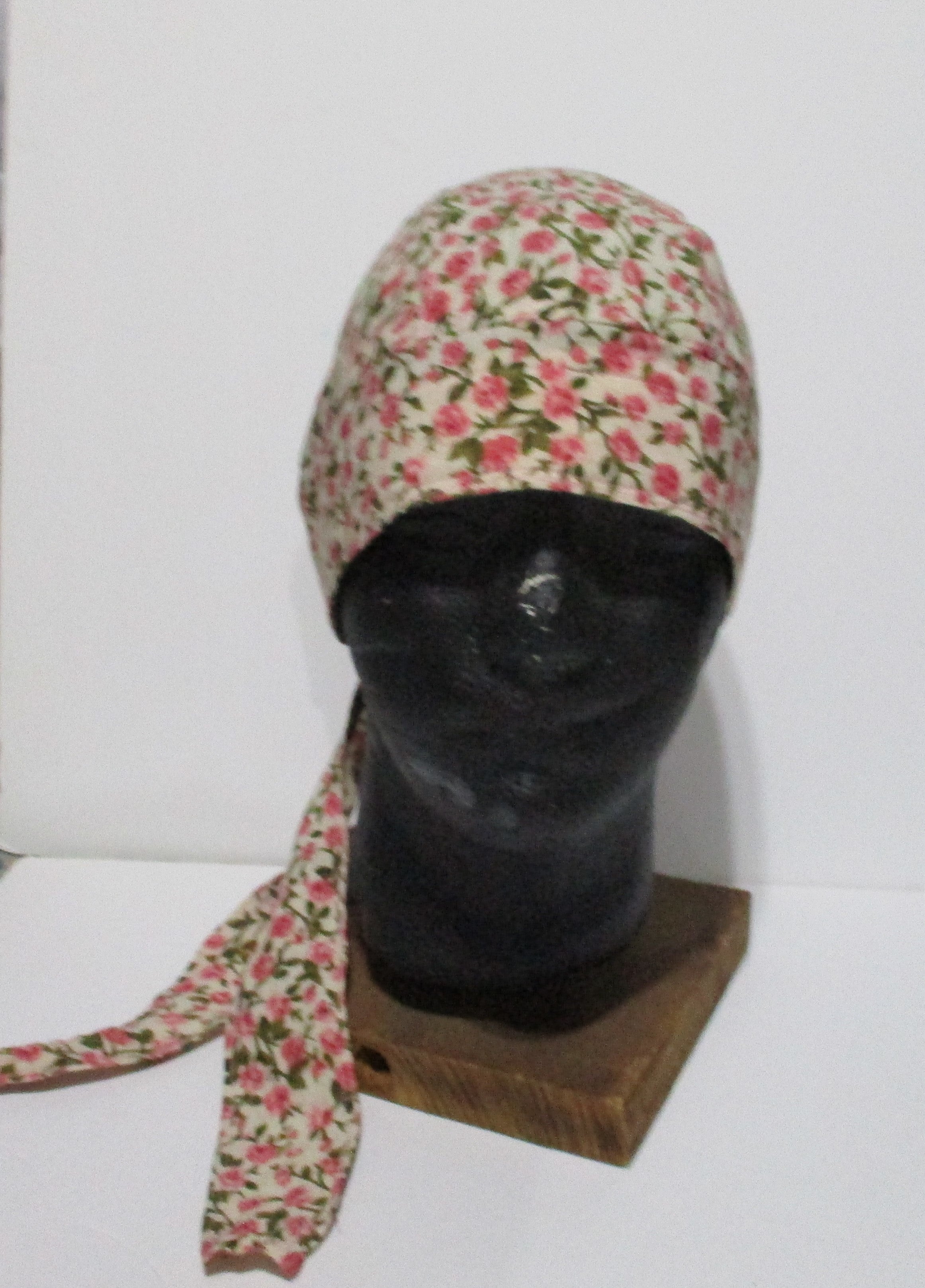 Do-Rag Bandanna with Sweatband Vintage Floral Fabric