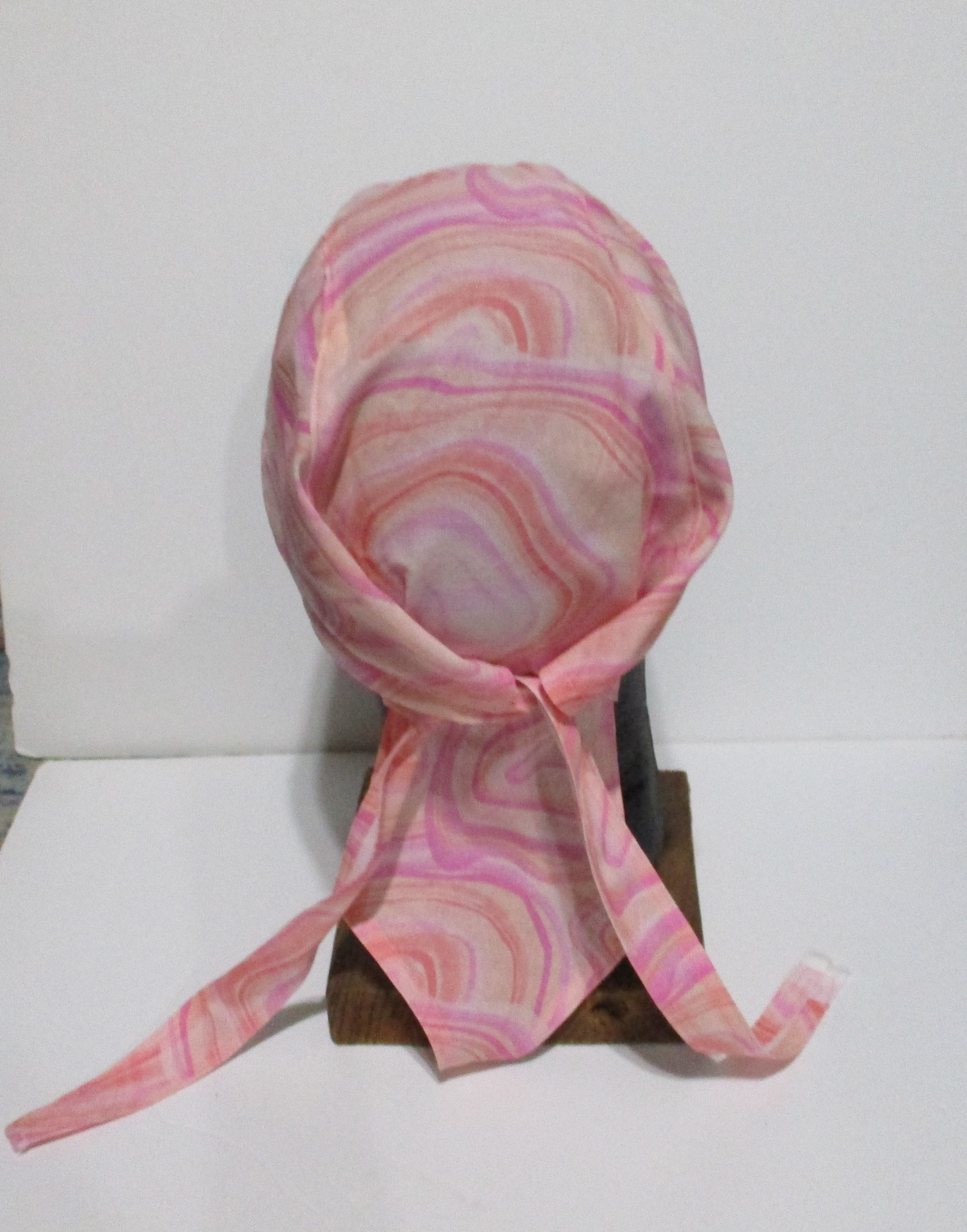 Do-Rag Bandanna with Sweatband Pink Yellow Orange Swirls