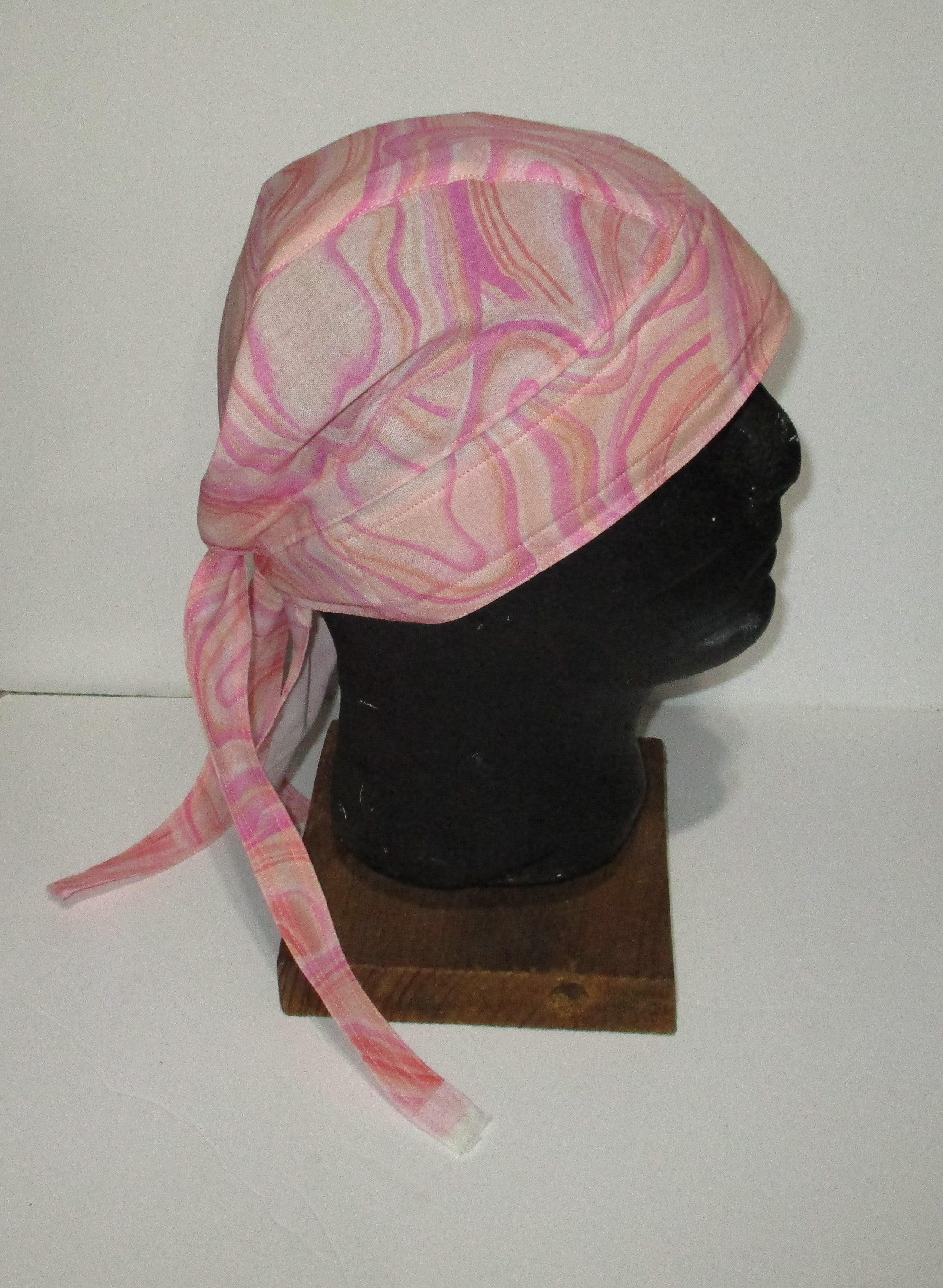 Do-Rag Bandanna with Sweatband Pink Yellow Orange Swirls