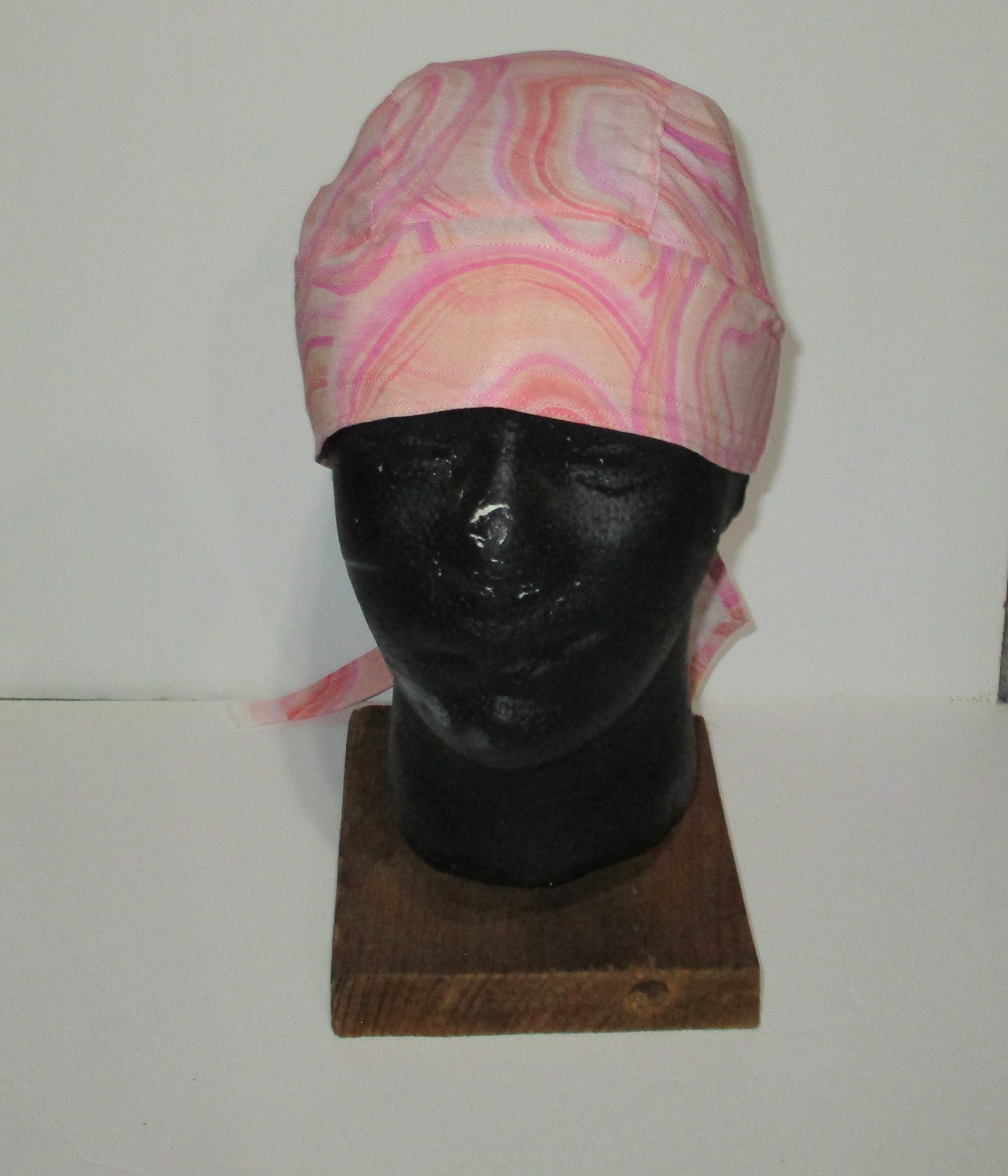 Do-Rag Bandanna with Sweatband Pink Yellow Orange Swirls