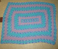 Hand Crocheted One-of-a-kind Blanket Afghan Baby Blue Lavander
