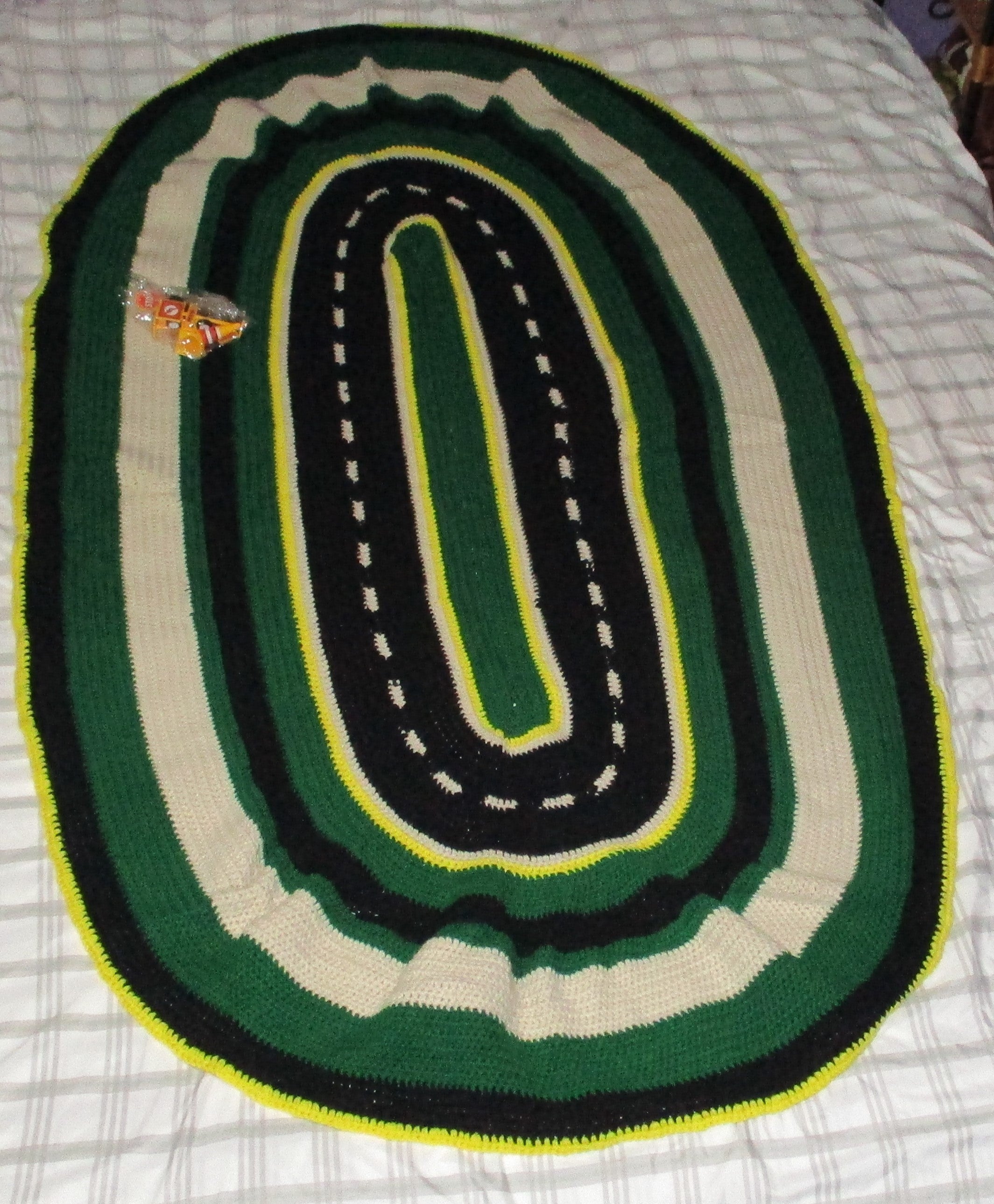 Hand Crocheted One-of-a-kind Blanket Afghan Racetrack Oval