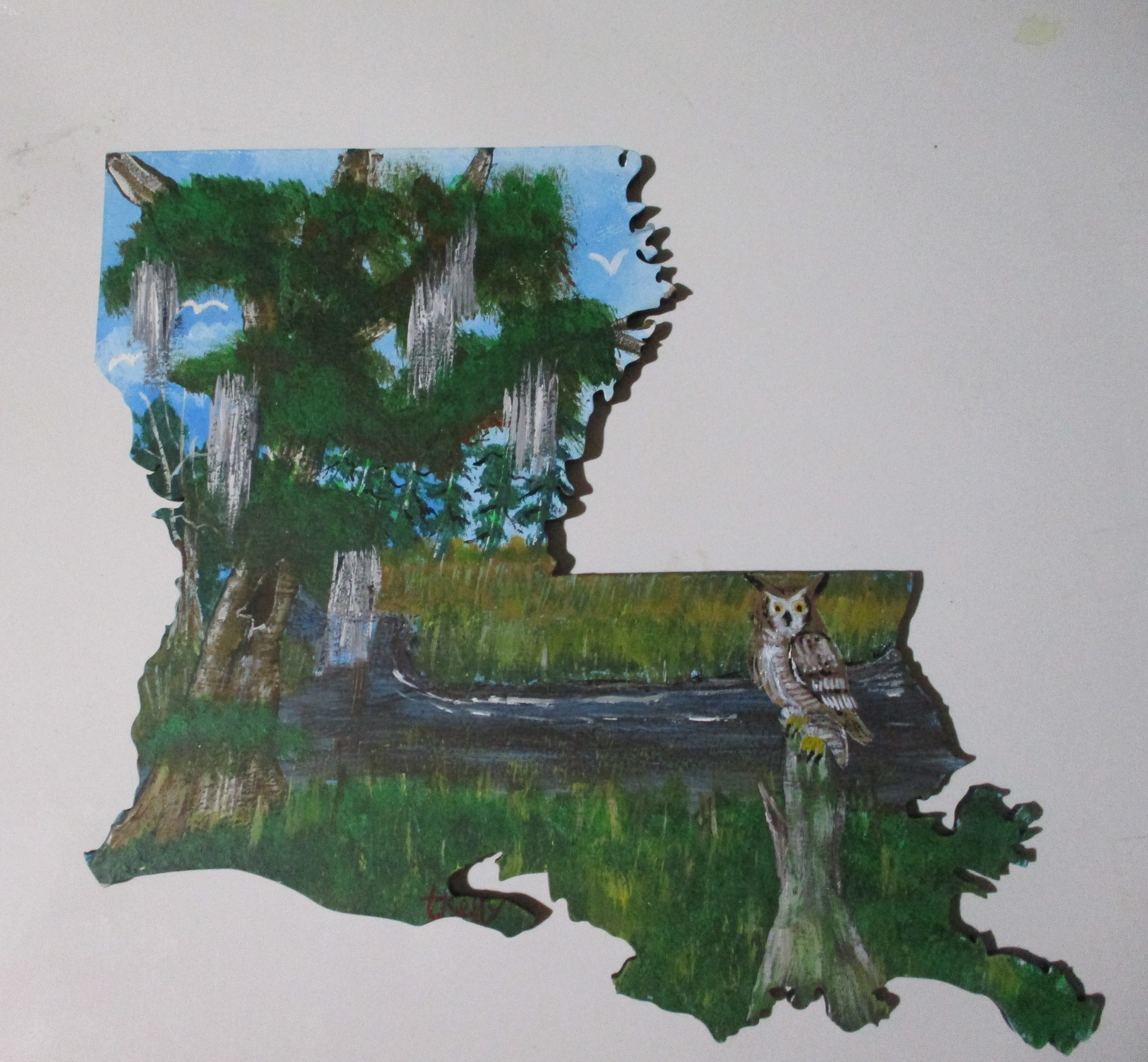 Louisiana Boot Art Swamp Owl