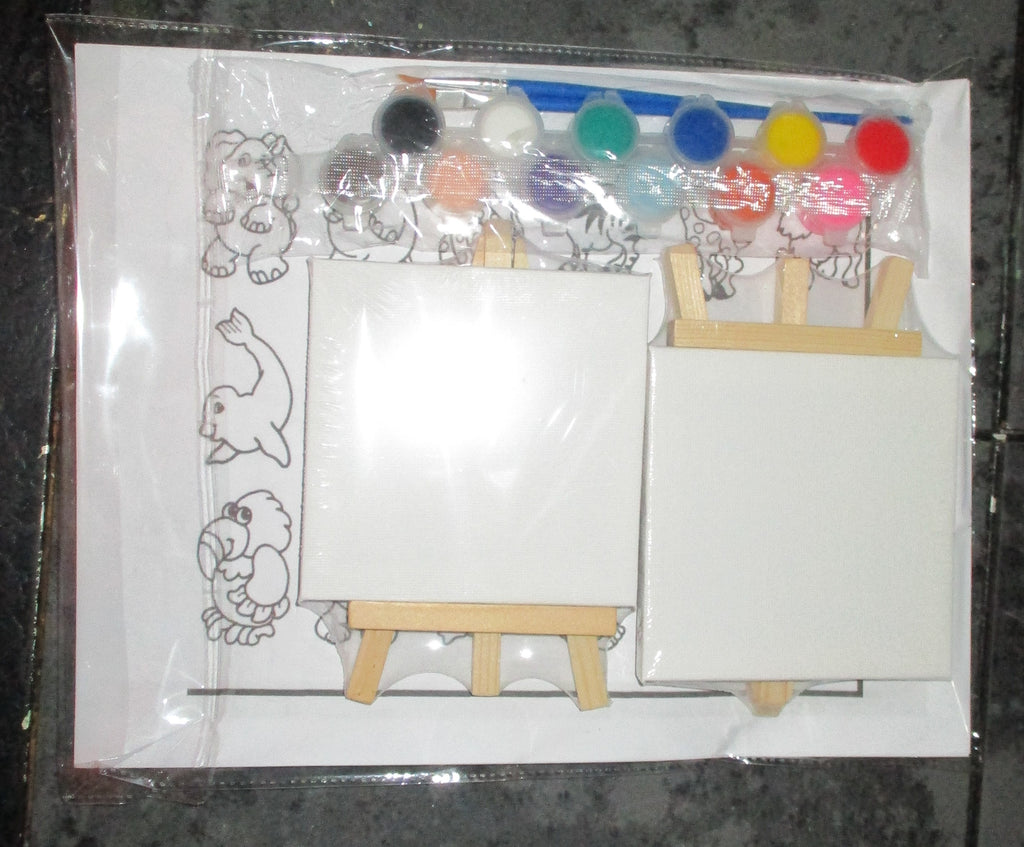 Painting Art Kit Acrylic Paints Easels Canvases Pallet Brushes