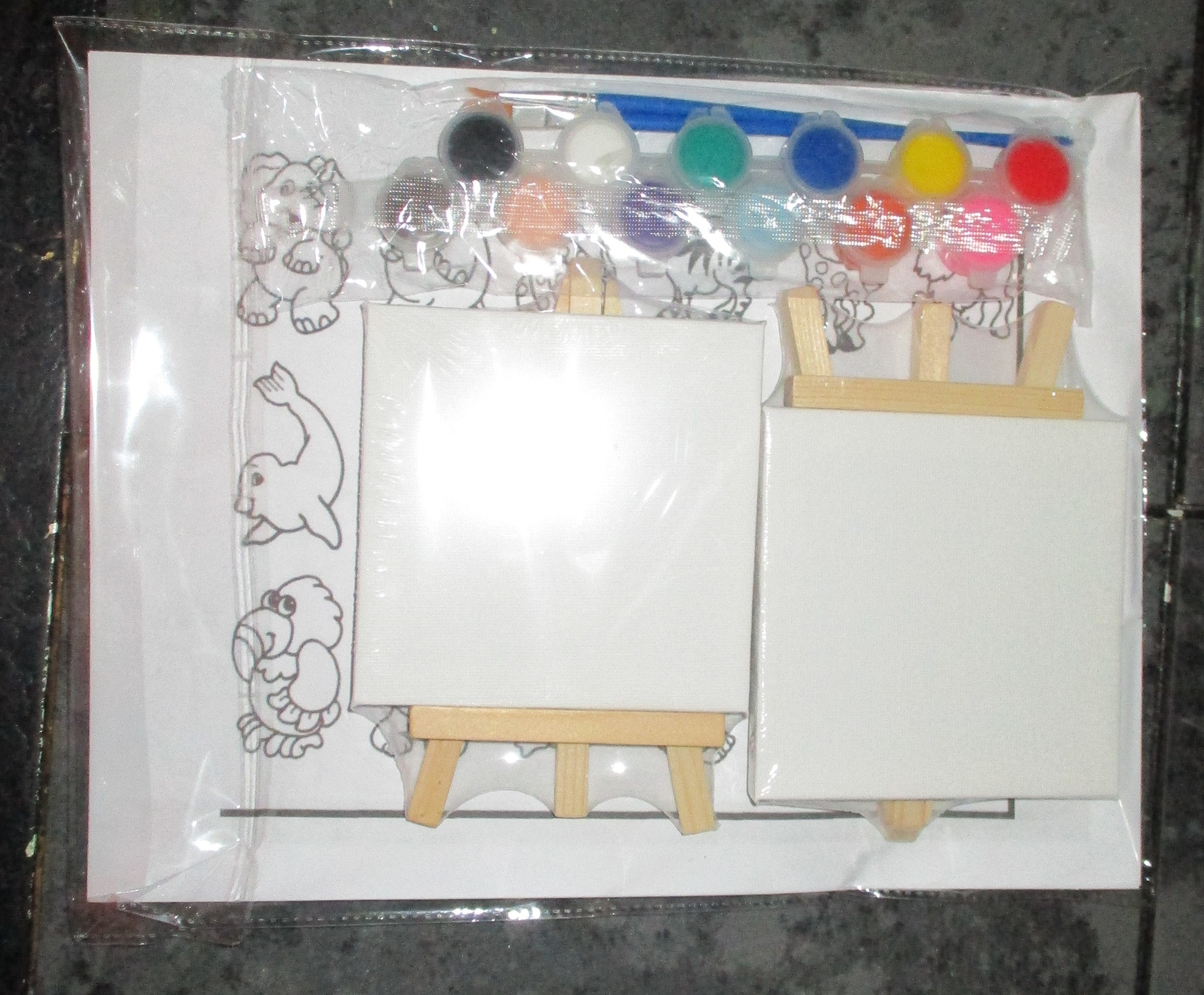 Painting Art Kit Acrylic Paints Easels Canvases Pallet Brushes