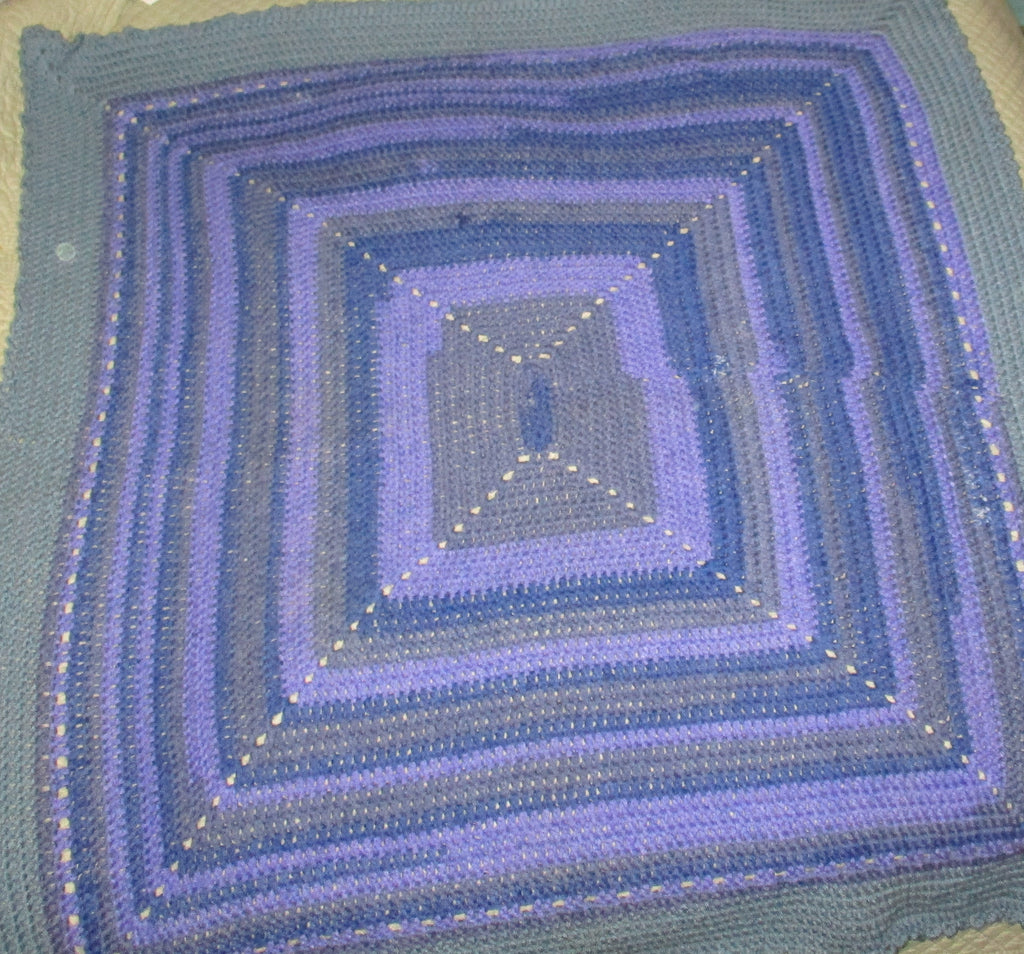 Hand Crocheted One-of-a-kind Blanket Afghan Baby Purple 36x38