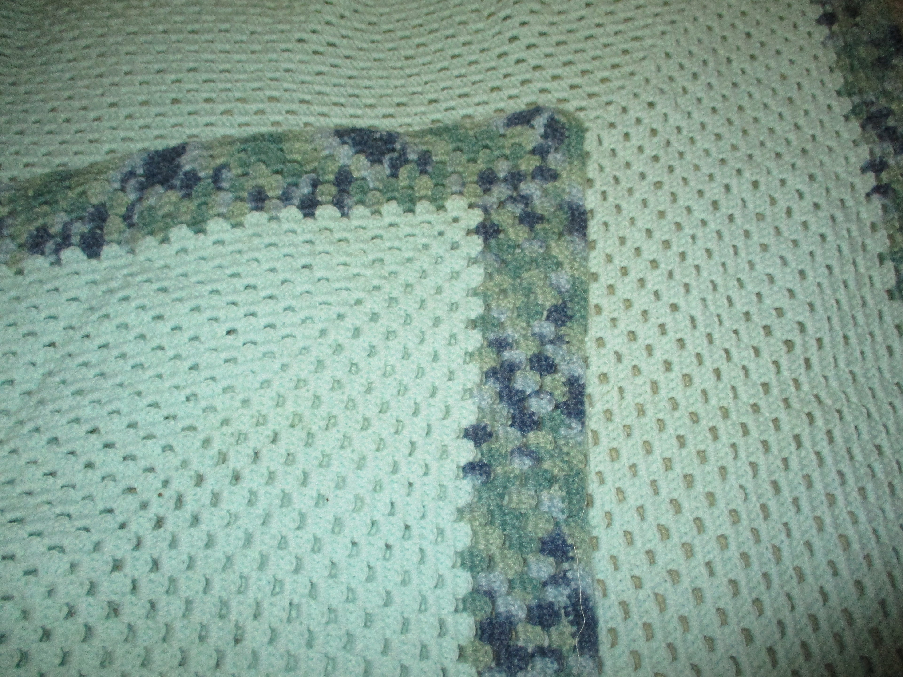 Hand Crocheted One-of-a-kind Blanket Afghan Baby Lap 35x35 Green