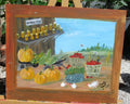 Art Painting on paper attached to wood panel Farmer's Market Unframed