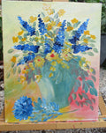 Painted Canvas Art Vase of Spring Wild Flowers 11 x 14 painting