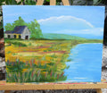 Art Painting Canvas Panel Unframed Prairie House by Lake