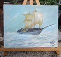 Art Painting Canvas Panel Unframed Rough Water Sailing Sailboat