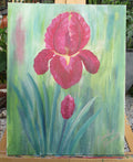 Painted Canvas Art 2 piece Iris Flowers each 11x14 unframed