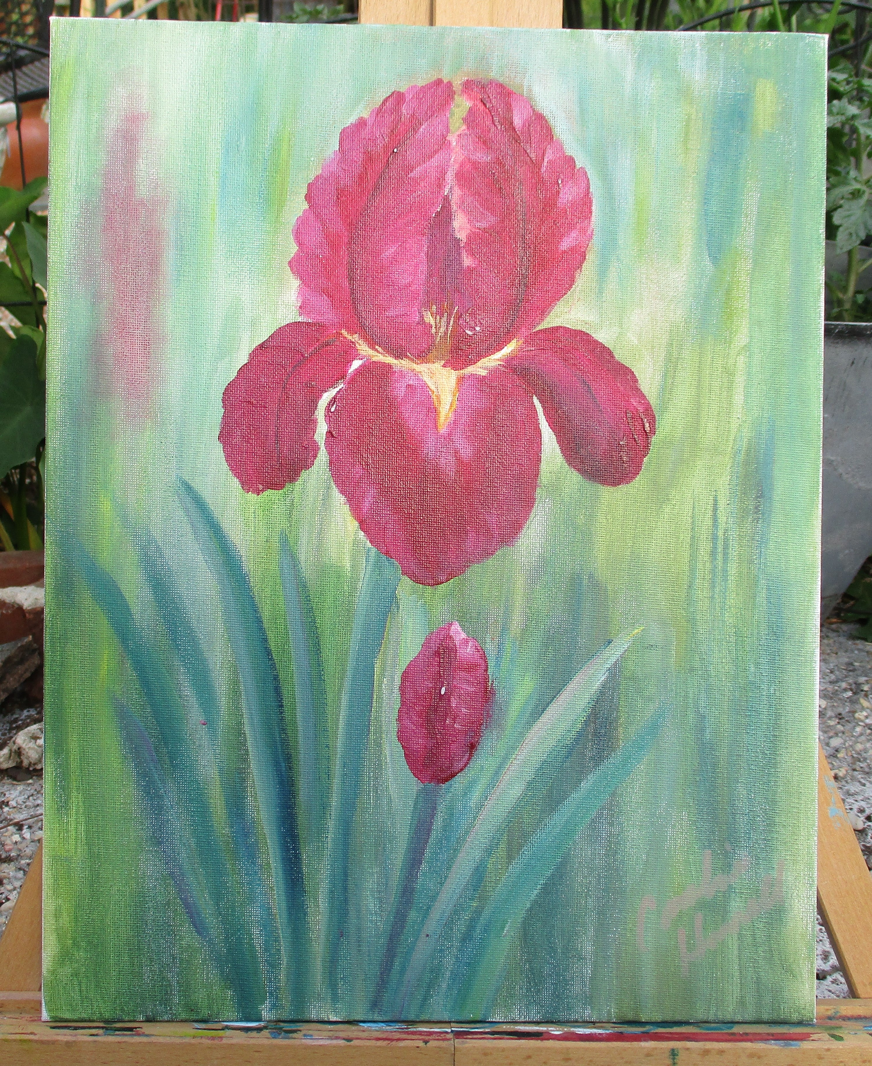 Painted Canvas Art 2 piece Iris Flowers each 11x14 unframed