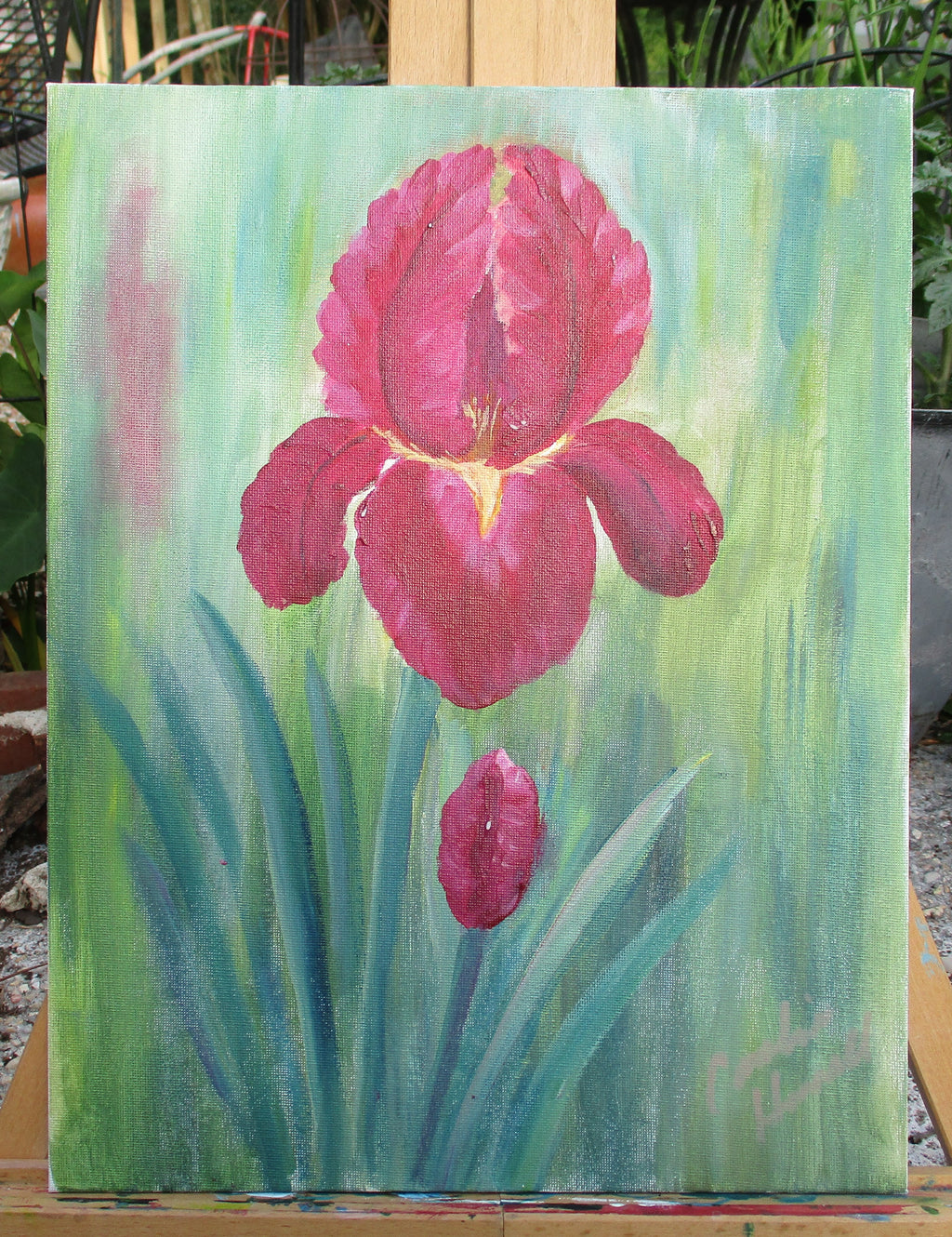 Painted Canvas Art 2 piece Iris Flowers each 11x14 unframed