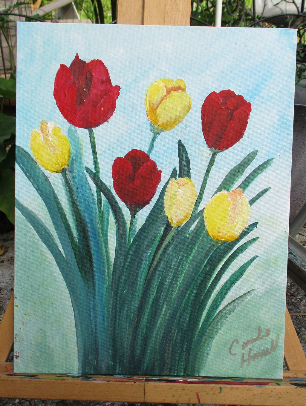 Painted Canvas Art Tulips Painting 14x11