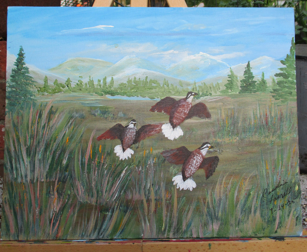 Painted Canvas Art Quail painting 14 x 11