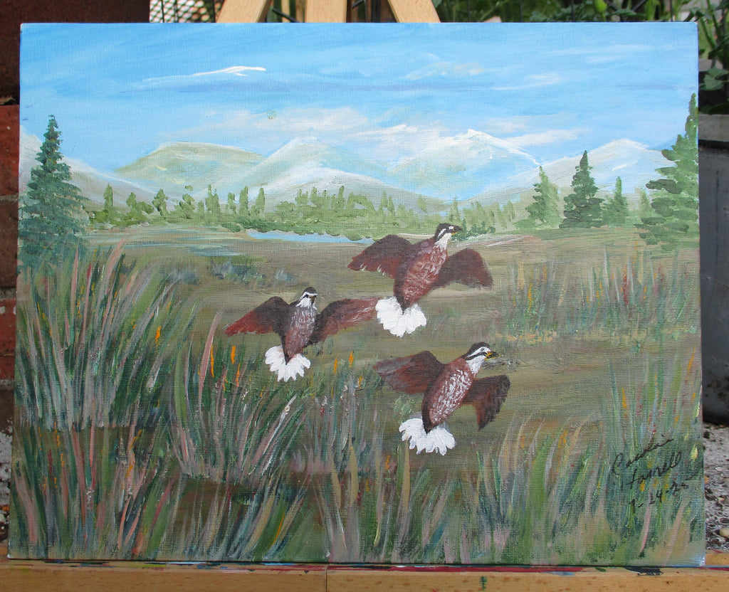 Painted Canvas Art Quail painting 14 x 11