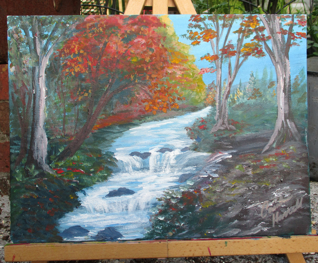 Painted Canvas Art Autum Fall Waterfall