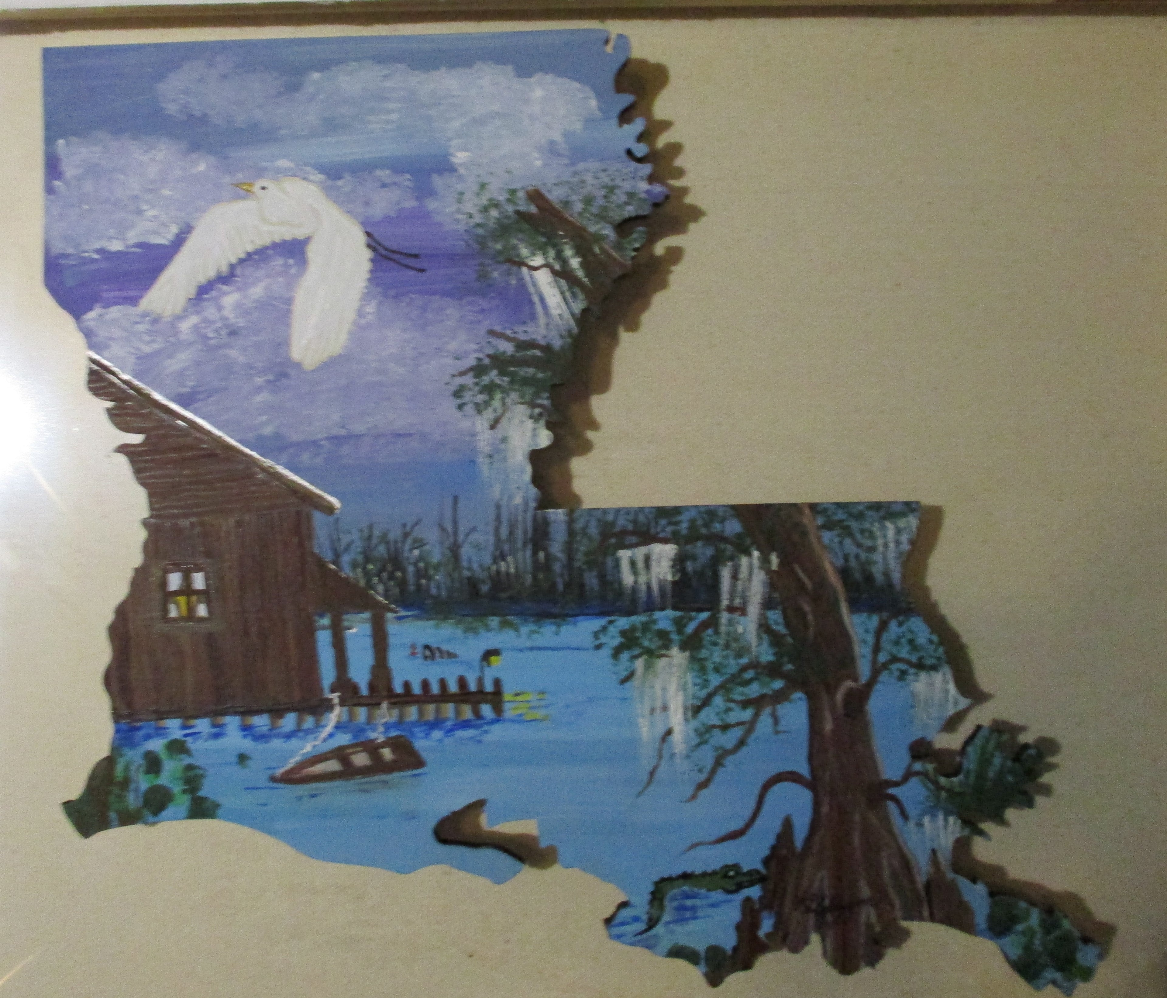 Louisiana Boot Art Fishing Cabin bayou