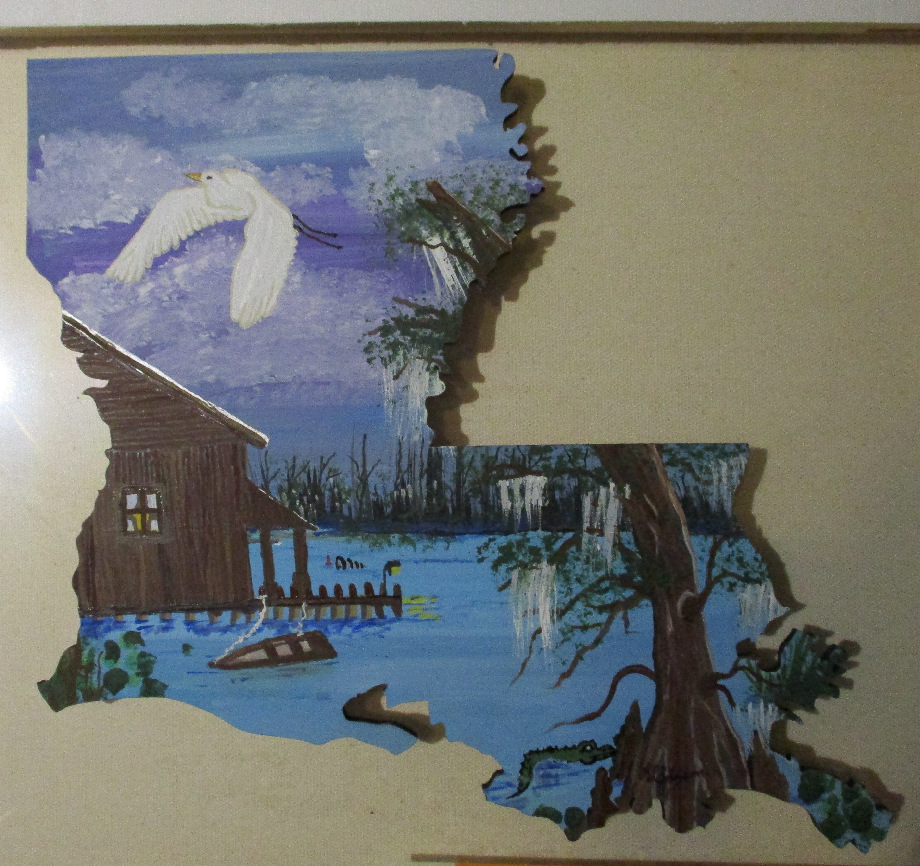 Louisiana Boot Art Fishing Cabin bayou