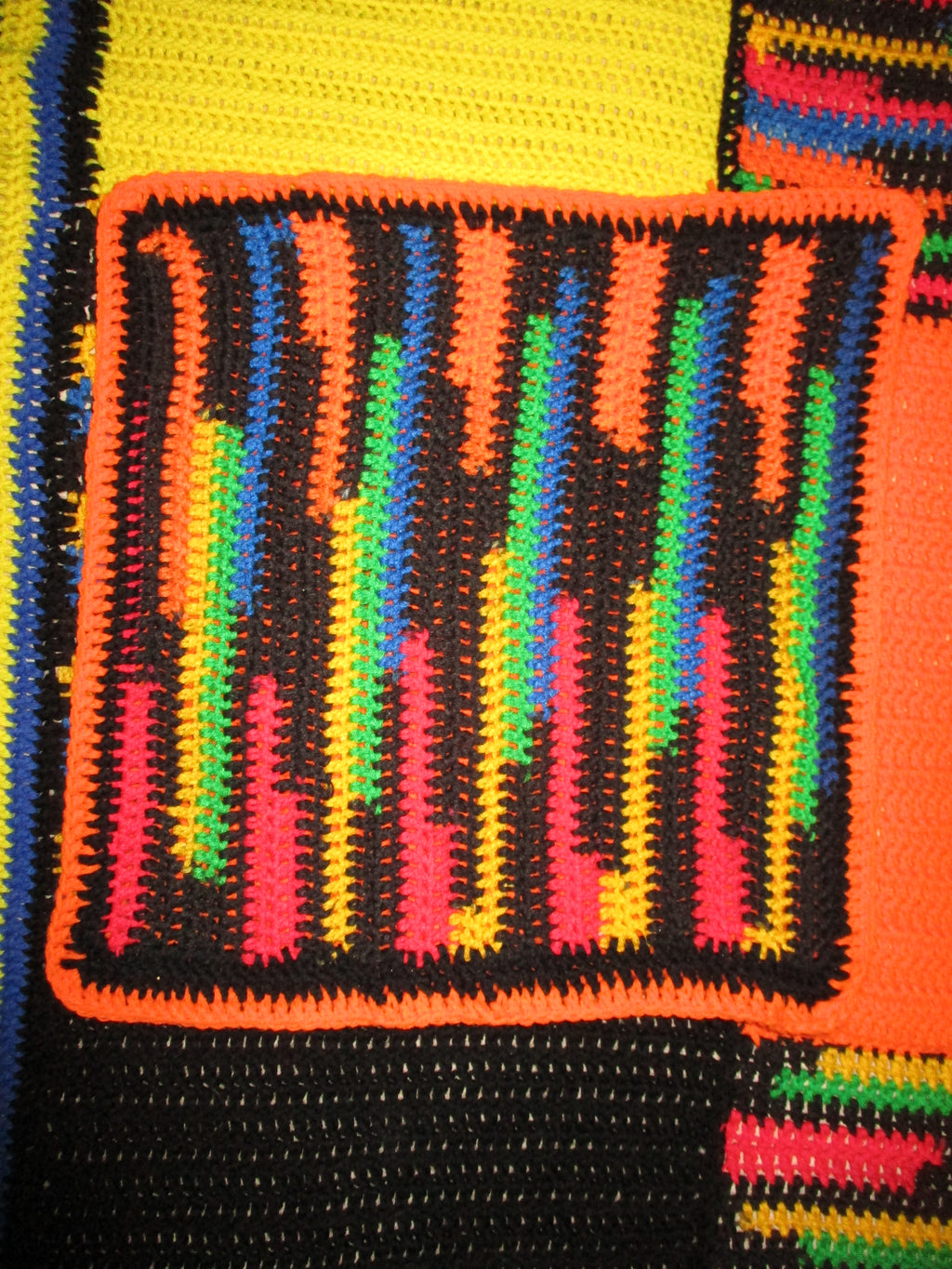 Hand Crocheted One-of-a-kind Blanket Afghan Bright 55x55