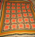 Hand Crocheted One-of-a-kind Blanket Afghan Granny Squares 71x60 Orange Camo