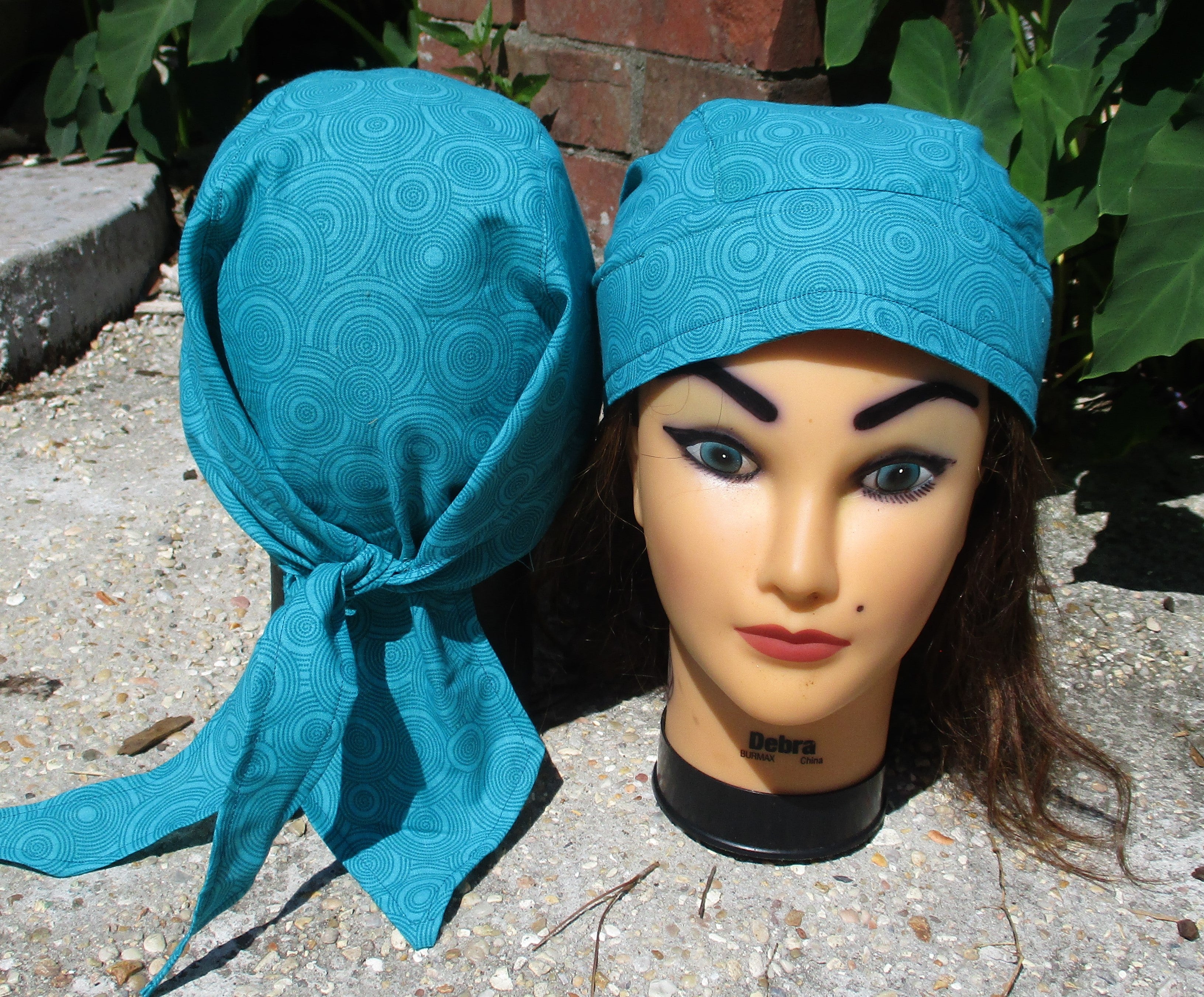 Do-Rag Bandanna with Sweatband Teal Swirls