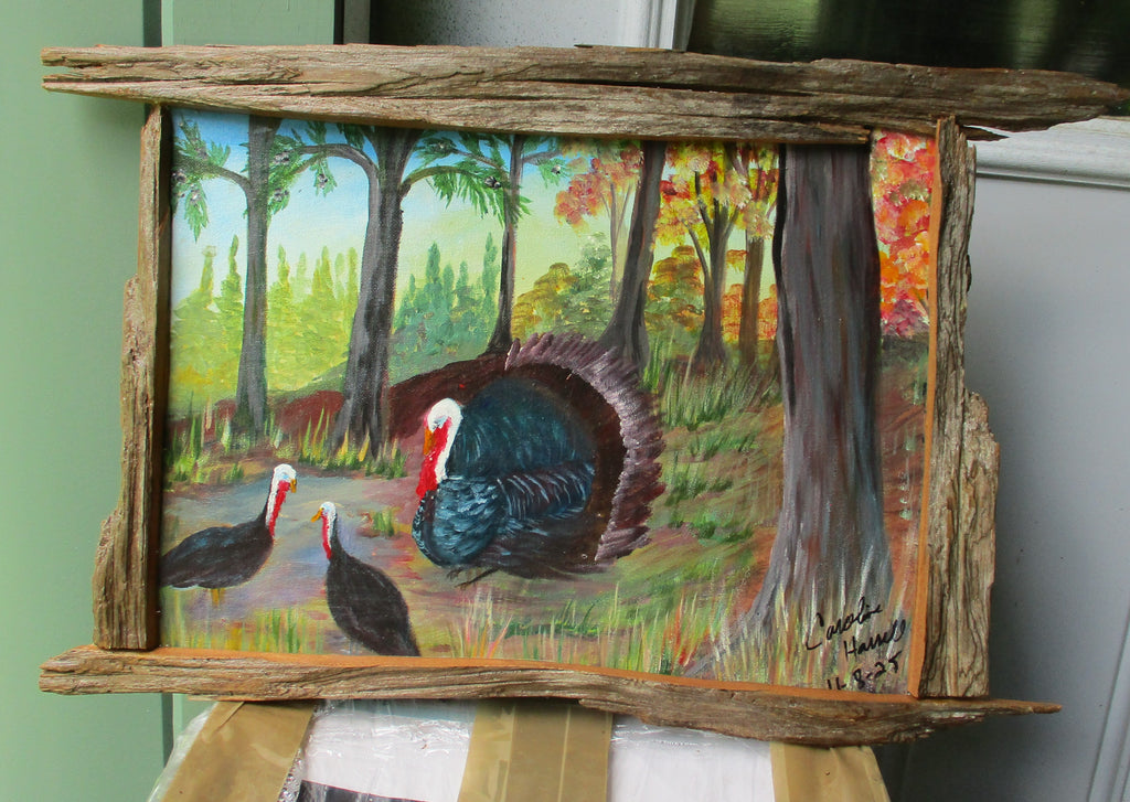 Driftwood framed turkey painting 13x18