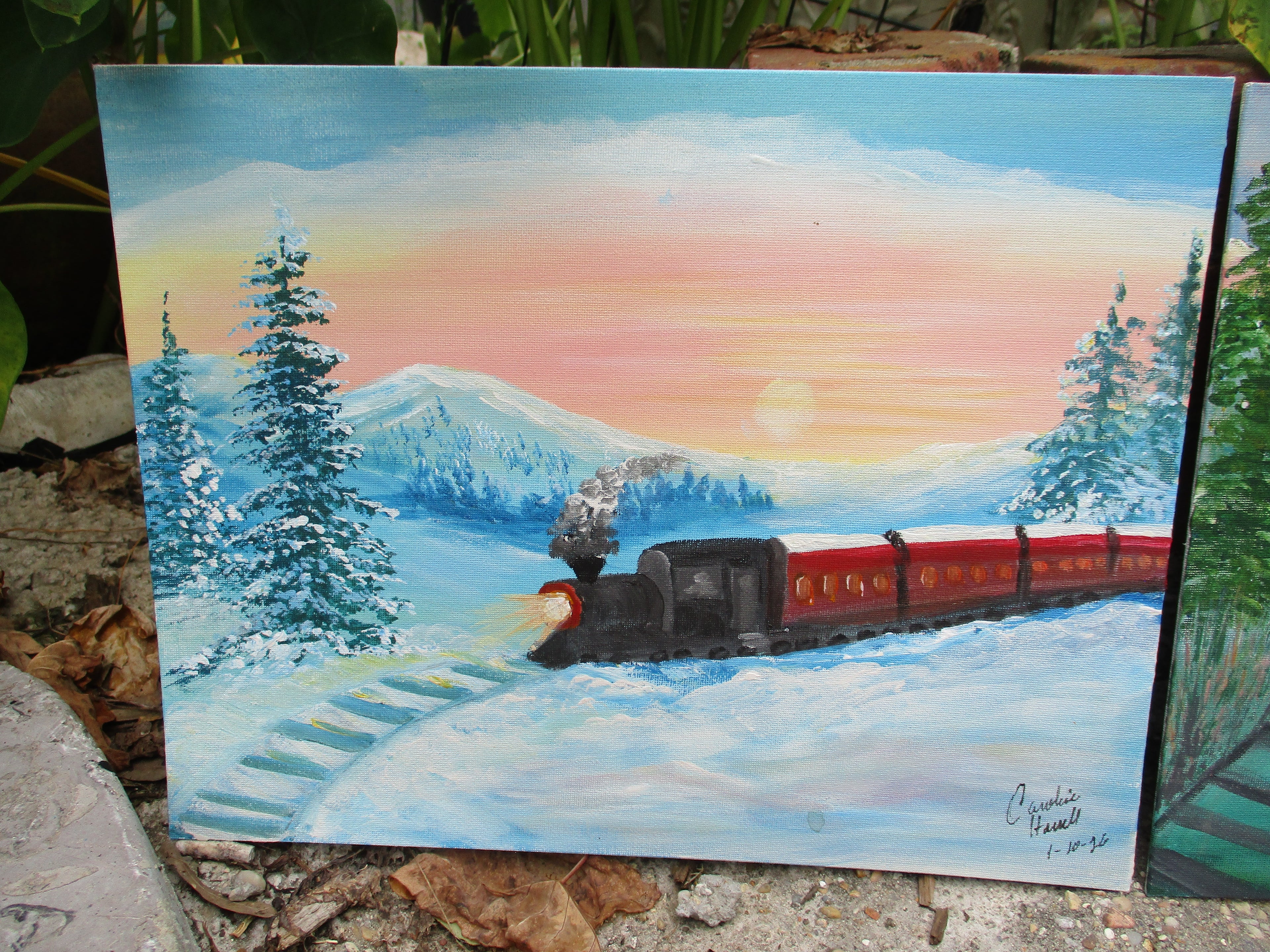 Painting Canvas Art Train Set 3 Paintings Railroad 11x14 each