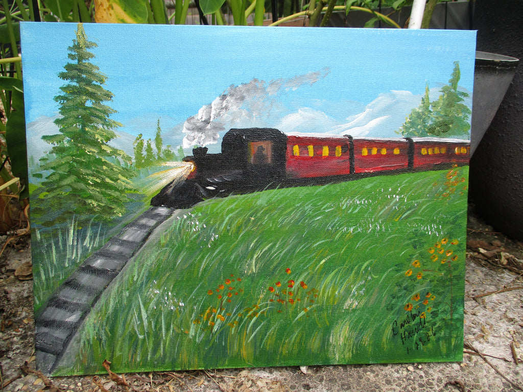 Painting Canvas Art Train Set 3 Paintings Railroad 11x14 each