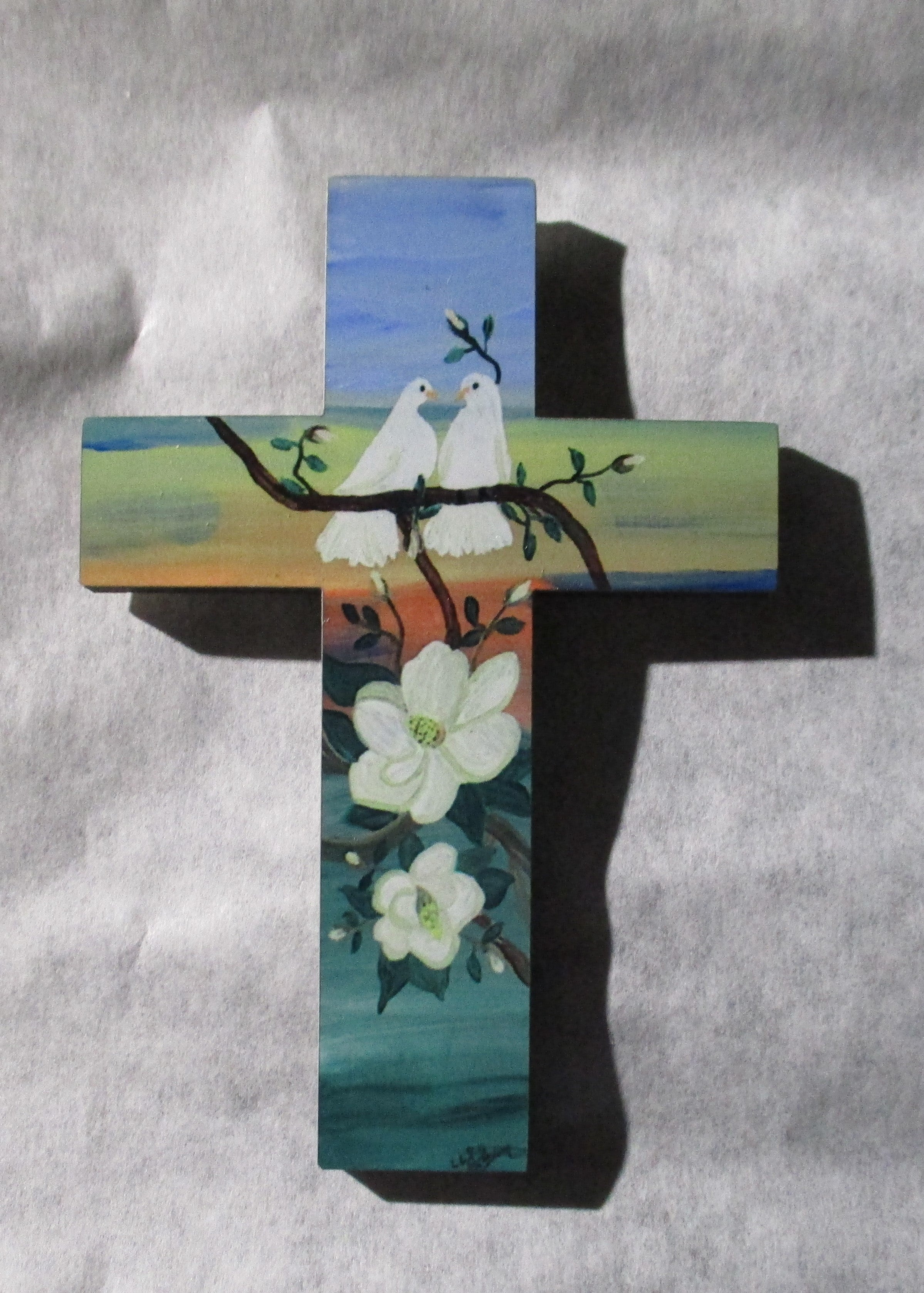 Art Magnet cross doves magnolias