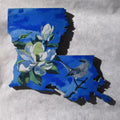 Louisiana boot mini art magnolia flower mockingbird