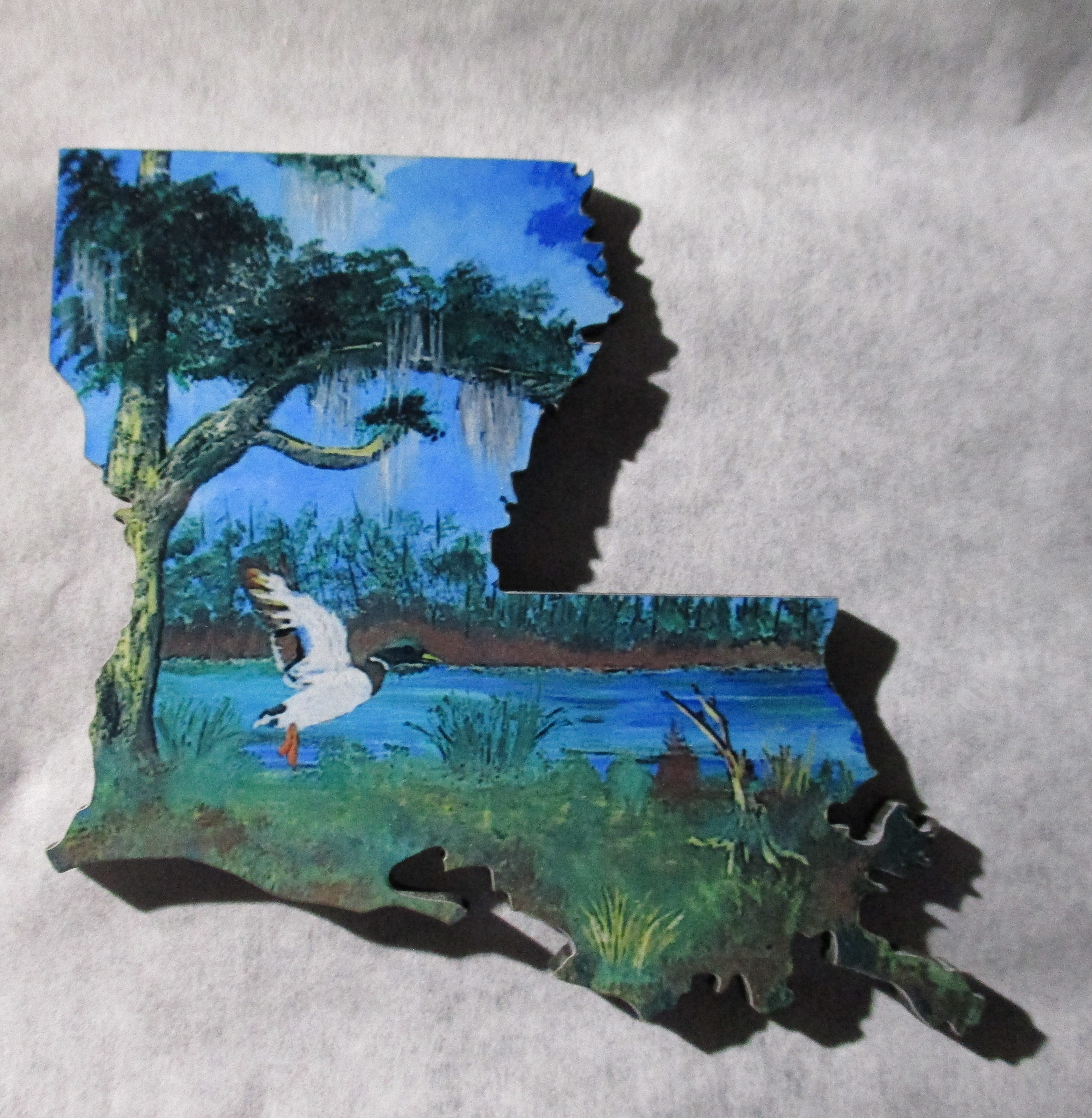 Louisiana boot mini art duck in swamp