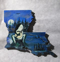 Louisiana boot mini art Frog playing banjo in swamp