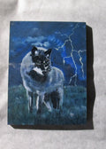 mini art magnet lightning storm wolf