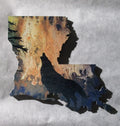 Louisiana boot mini art magnet wolf flaming wilderness