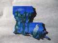 Louisiana boot mini art magnet egret bayou marsh night