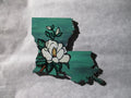 Louisiana boot mini art magnet magnolia flower on green